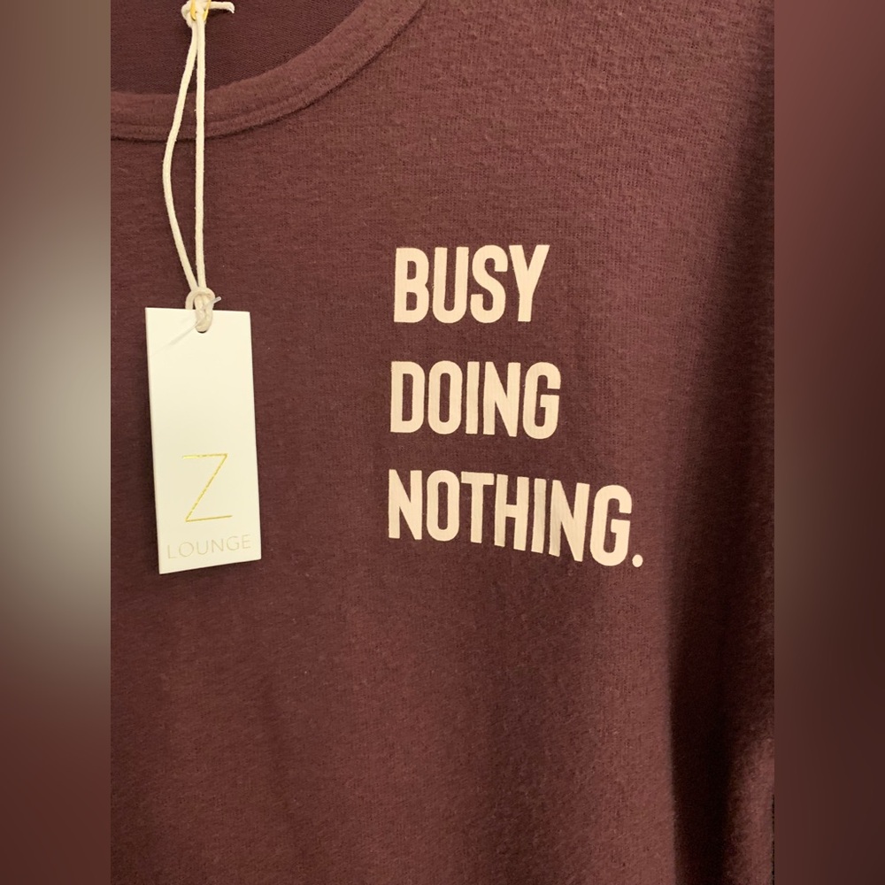 Z Supply Eden Busy Doing Nothing Top Fig/Burgundy Size Small NWT Cozy Lounge Top - Picture 5 of 16